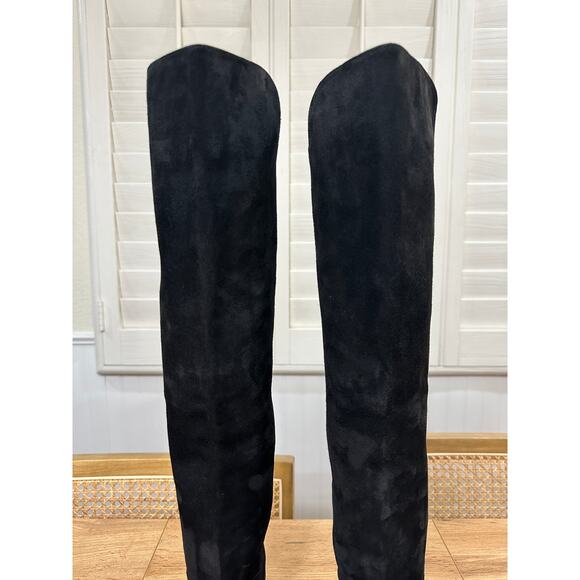 Stuart Weitzman 5050 Over The Knee Tall Boots Black Suede/Gaberdine Size 5 NWOB - Picture 5 of 16
